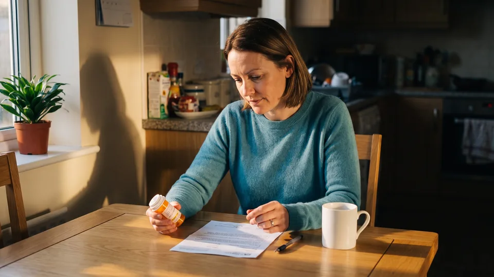 Reviewing a health plan drug list at a kitchen table in Middle Tennessee before enrolling